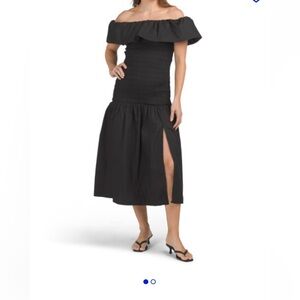 Astr Black Off-Shoulder Midi Dress